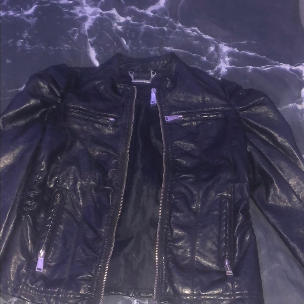 black leather jacket